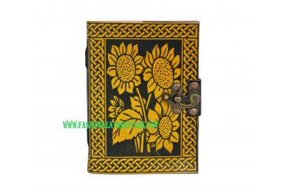 Handmade Leather Note Book Journal Flower Celtic Design Shadow Book Note Book